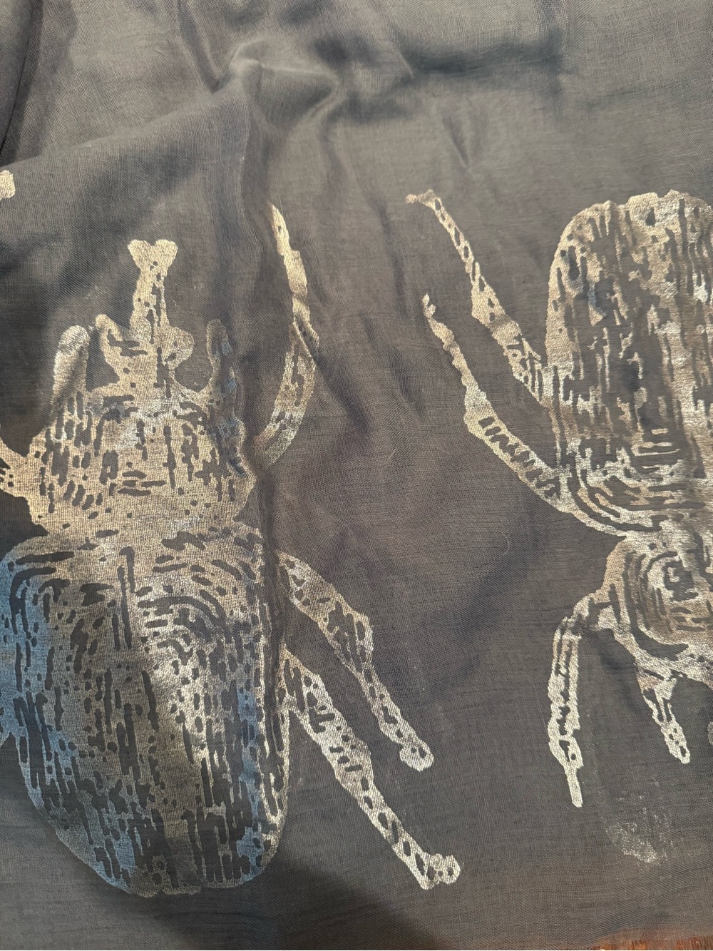 India Hicks grey and silver designer scarf. 75 inches long by 40 inches wide.